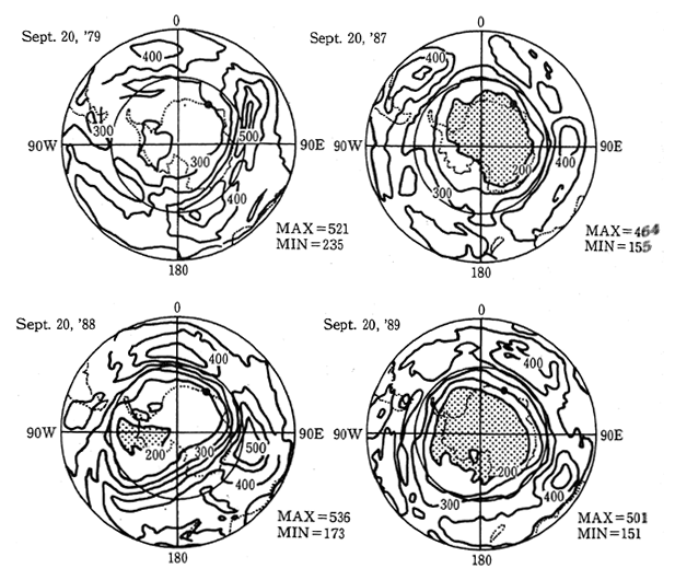 Fig. 1-1-8 Antarctic Ozone Holes