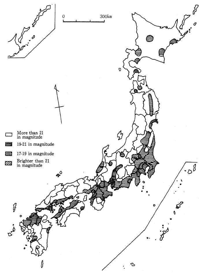 Fig. 1-2-18 Distribution of Brightness of Night Sky Over Japan