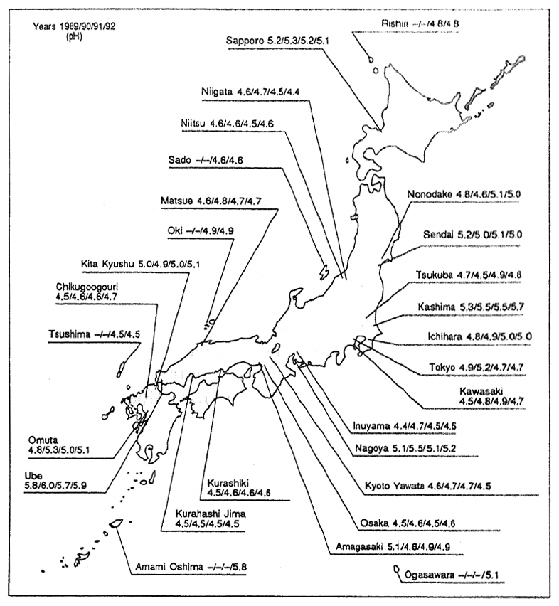 Fig. 4-4 Acid Rain in Japan (The Second Survey for Acid Rain Measures)