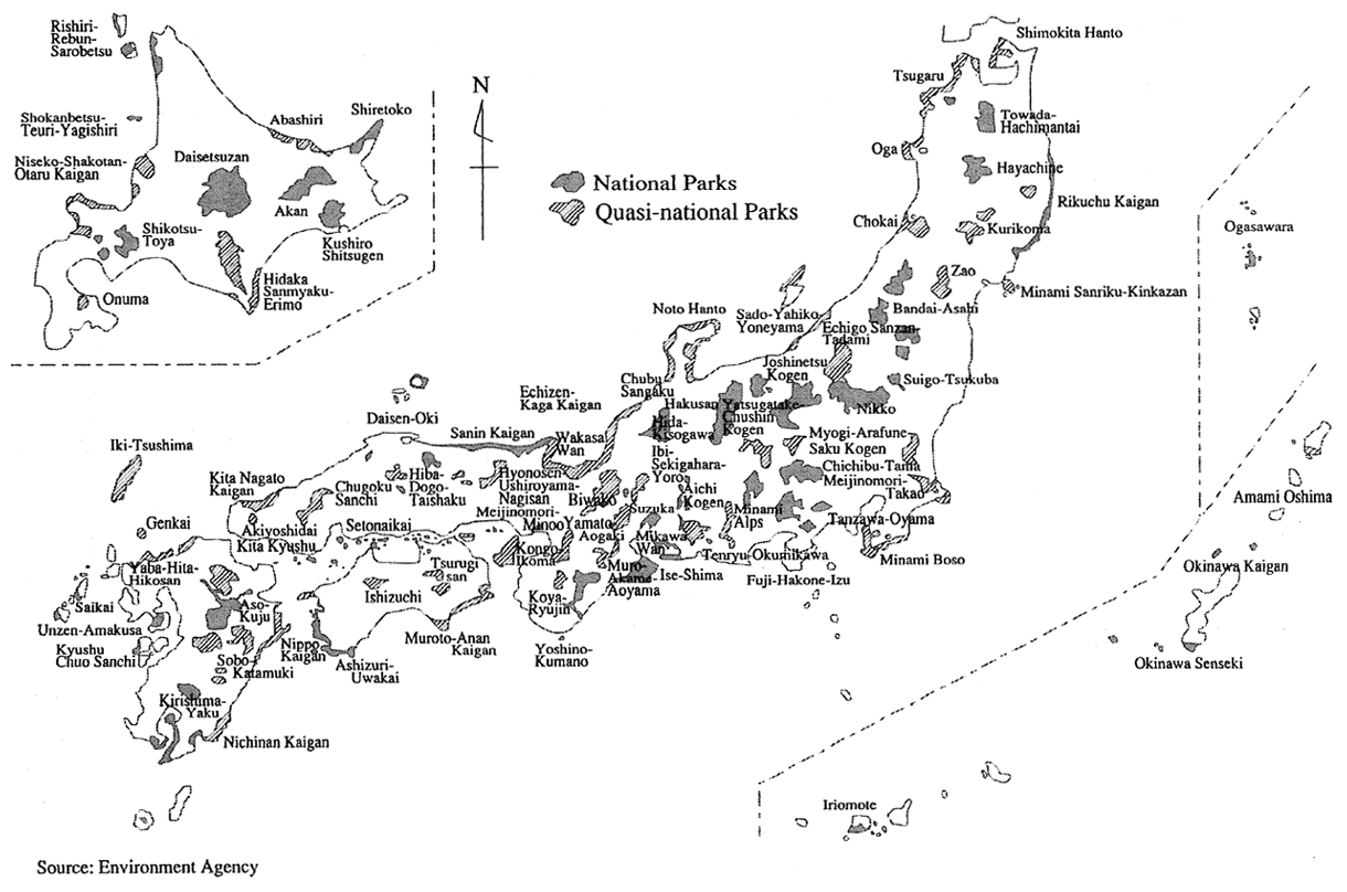 Fig. 6-1-1 National Parks and Quasi-national Parks in Japan