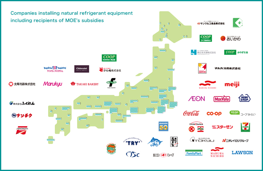 companies installing natural refrigerant equipment including recipients of MOE's subsidies