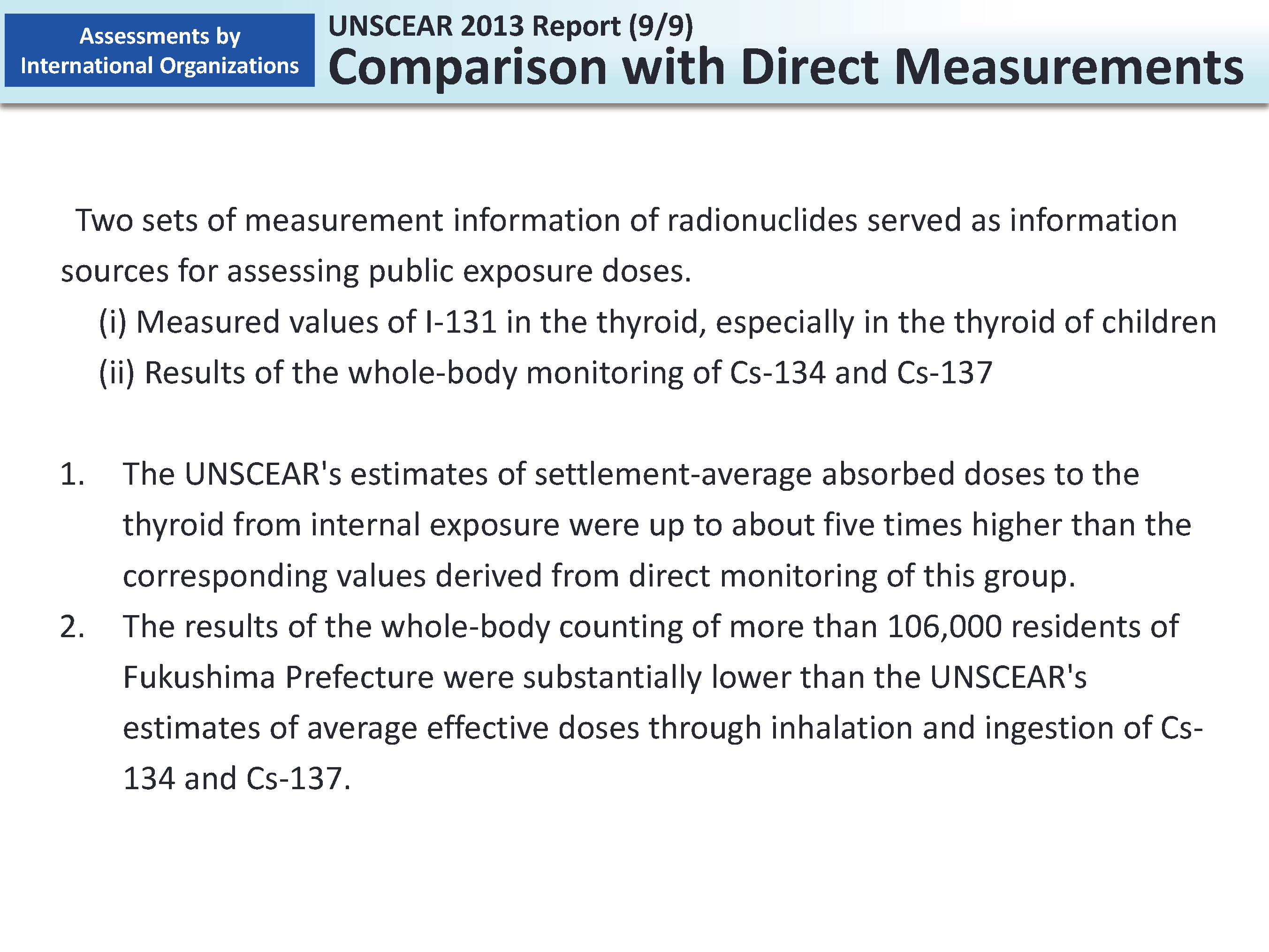 UNSCEAR 2013 Report (9/9) Comparison with Direct Measurements_Figure