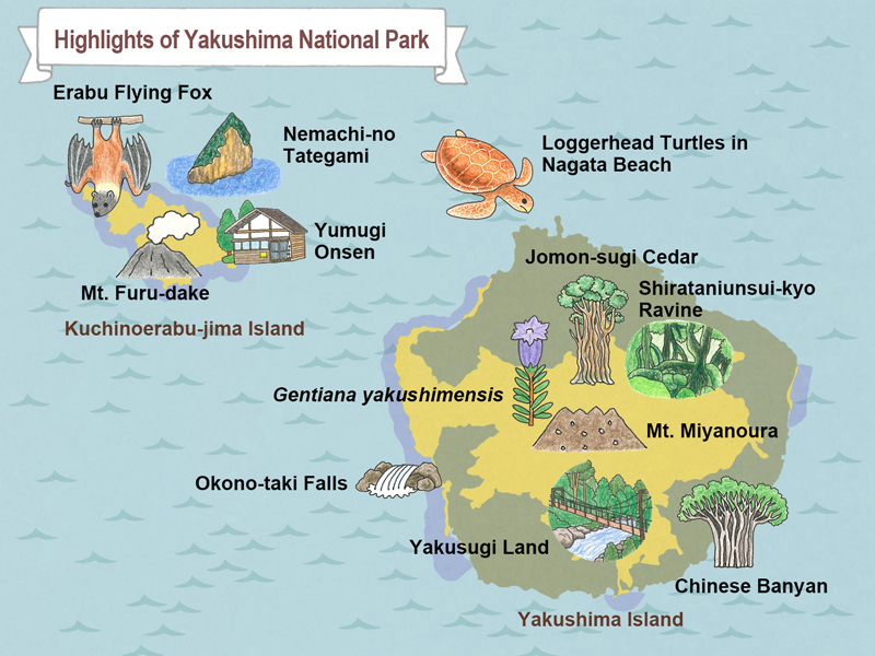 map of Yakushima National Park 
