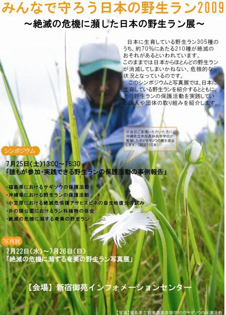画像：みんなで守ろう日本の野生ラン2009～絶滅の危機に瀕した日本の野生ラン展～　 [PDF 391KB]