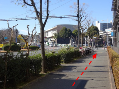 平川門交差点から竹橋交差点方面に向かう内堀通りの歩道を写したです