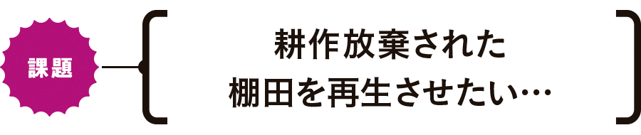 【課題】耕作放棄された棚田を再生させたい…