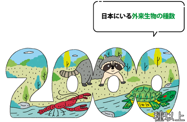日本にいる外来生物の種数は2000種以上