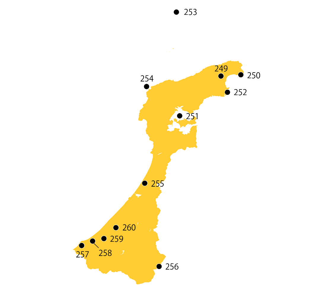 選定地分布傾向図　石川県