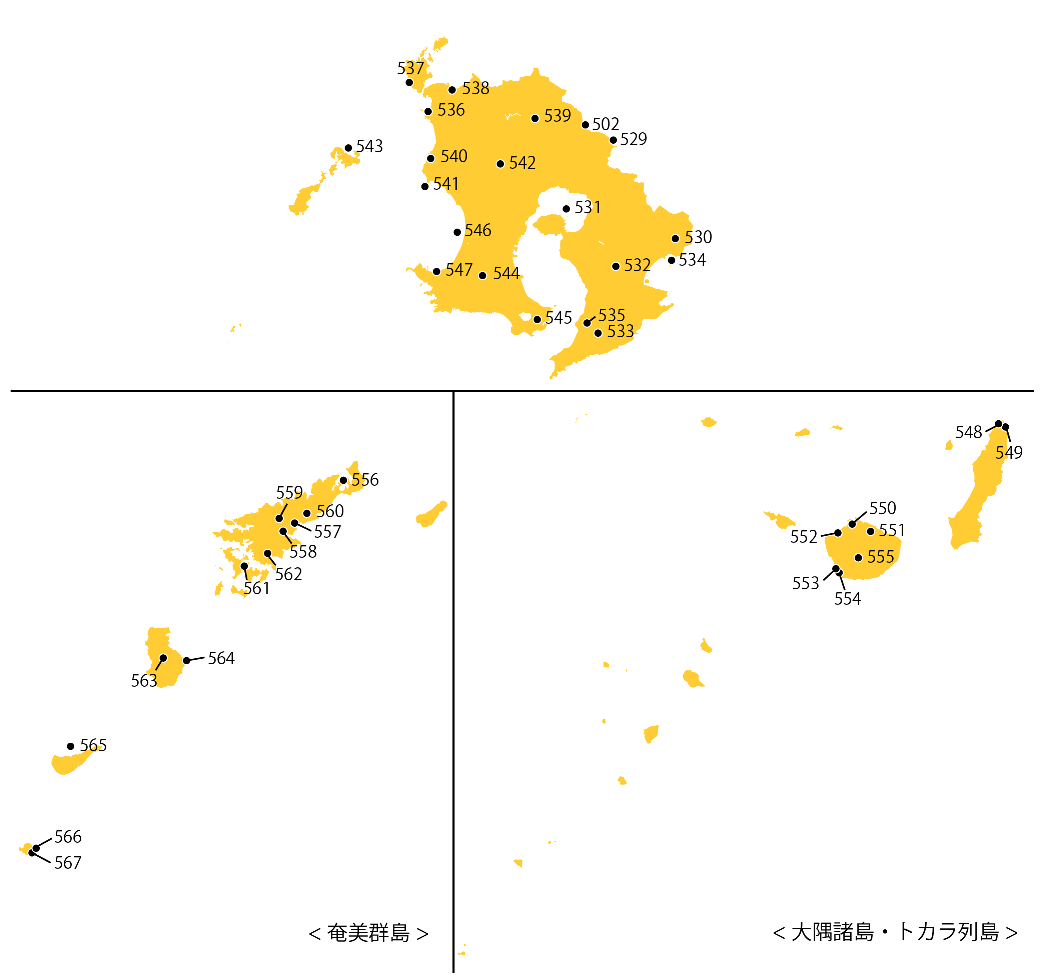 選定地分布傾向図　鹿児島県