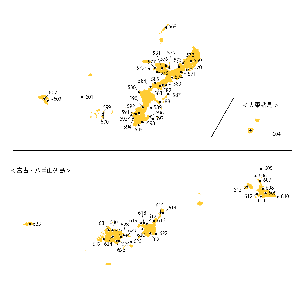 選定地分布傾向図　沖縄県