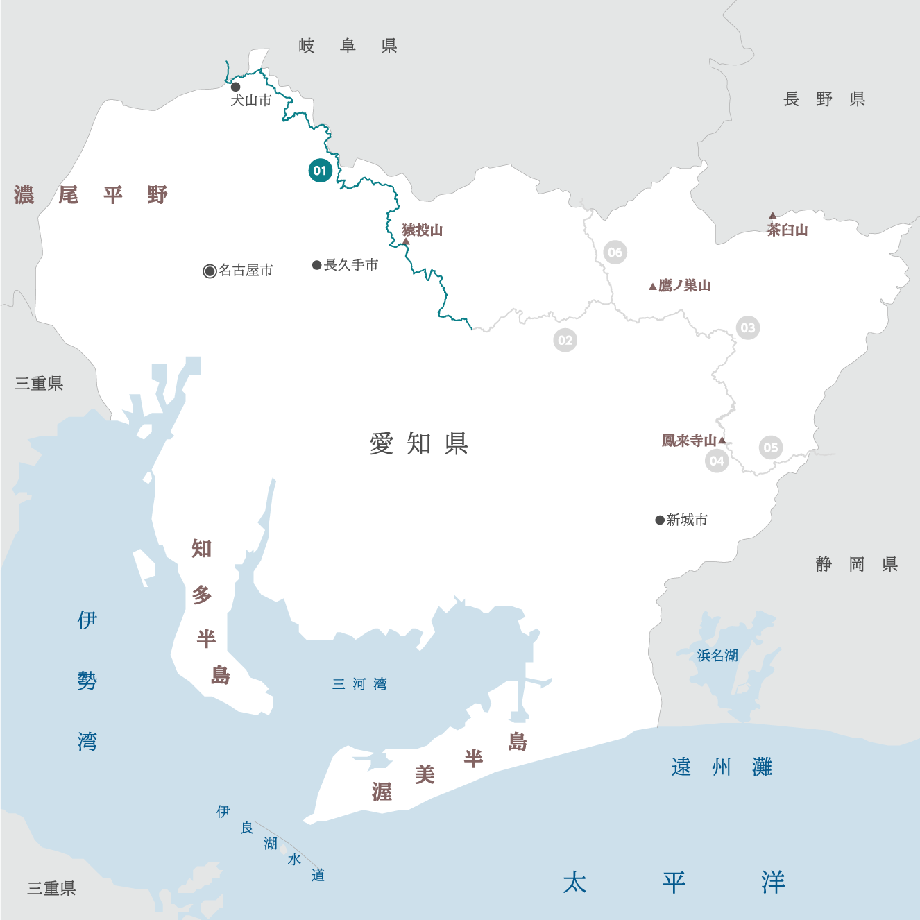 愛知県の地図