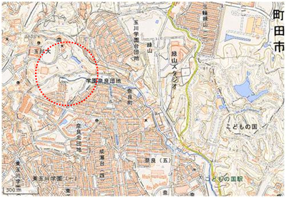 奈良川源流域の谷戸・樹林地 位置図