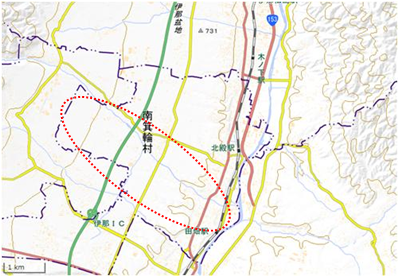 田畑、大芝地区 位置図