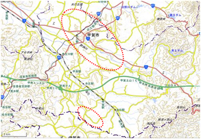 甲賀市域内の里地里山 位置図