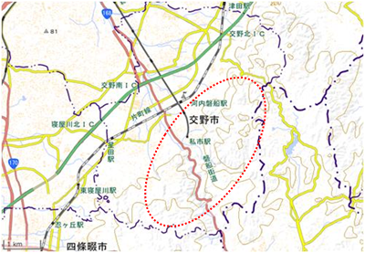 森・寺・傍示・星田地区 位置図