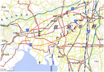 佐賀平野のクリークや水路 位置図