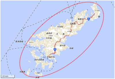 奄美大島・加計呂麻島・請島・与路島の里地里山 位置図