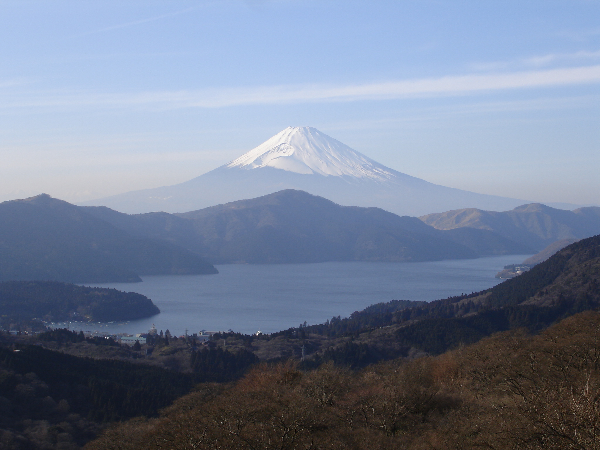大観山から見た富士山と芦ノ湖