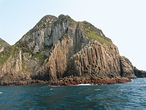 photo of Ajikajima Island formed with well-developed columnar joints