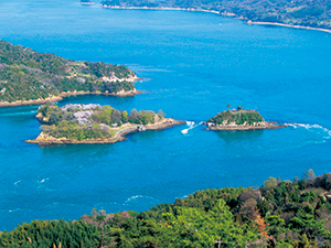 photo of Noshima Island and a Tidal Current Boat (Imabari City, Ehime Prefecture）