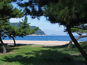 photo of Hoogahara Beach on the Yugeshima Island, synonymous with white sand and green pines (Kamijima Town , Ehime Prefecture)