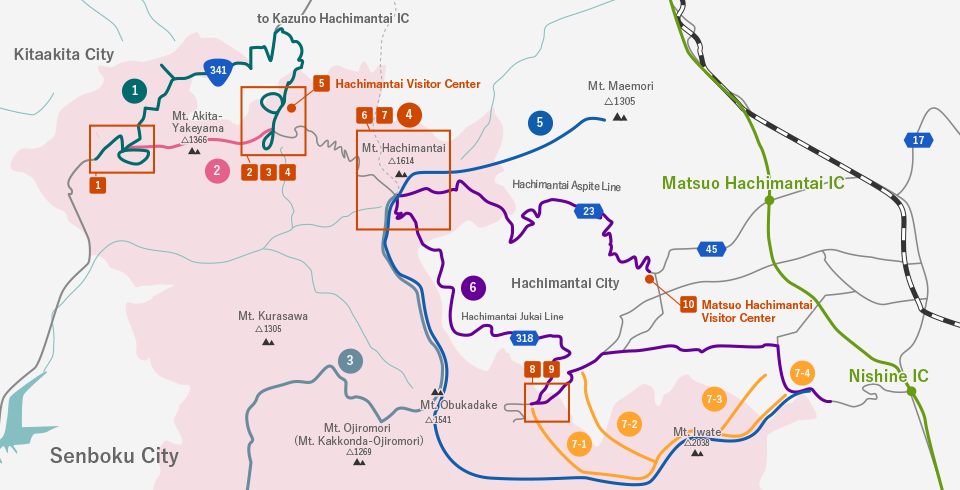 Hachimantai region map