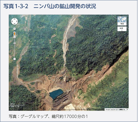 写真1-3-2　ニンバ山の鉱山開発の状況