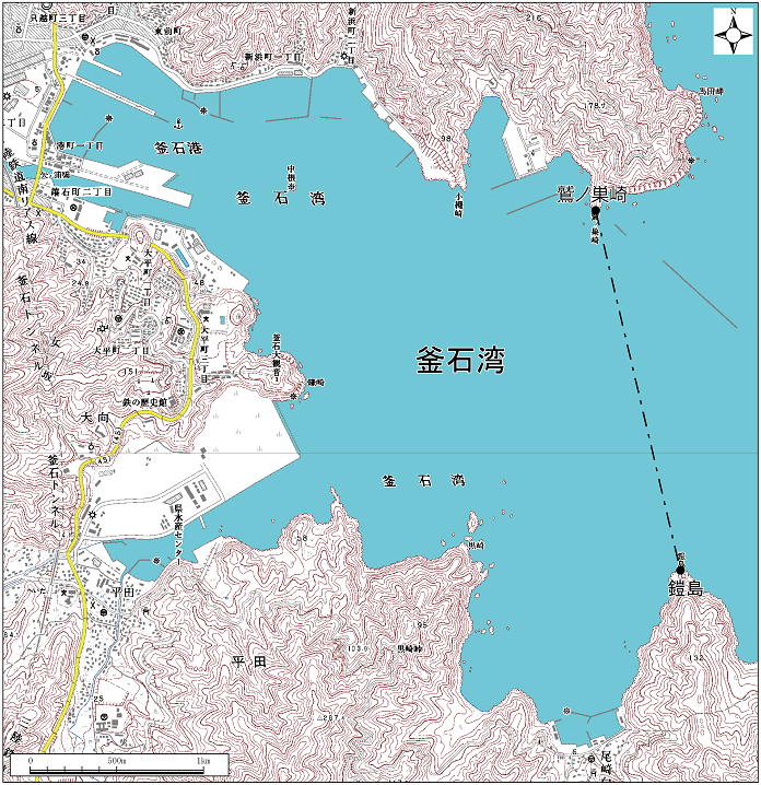 釜石湾範囲または位置（拡大画像）