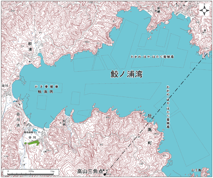 鮫ノ浦湾範囲または位置（拡大画像）