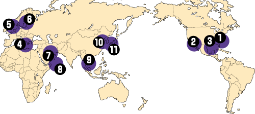 世界の主な閉鎖性海域の図