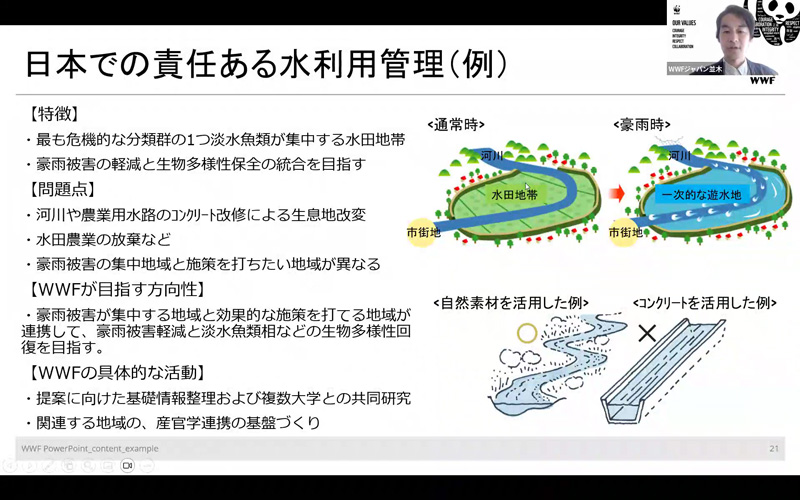 日本での責任ある水利用管理（zoom画面）