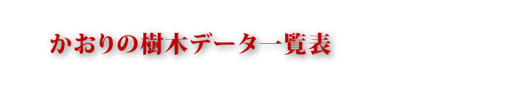 かおりの樹木データ一覧表