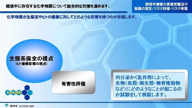 環境中濃度の実態把握及び暴露の測定／リスク評価／リスク管理