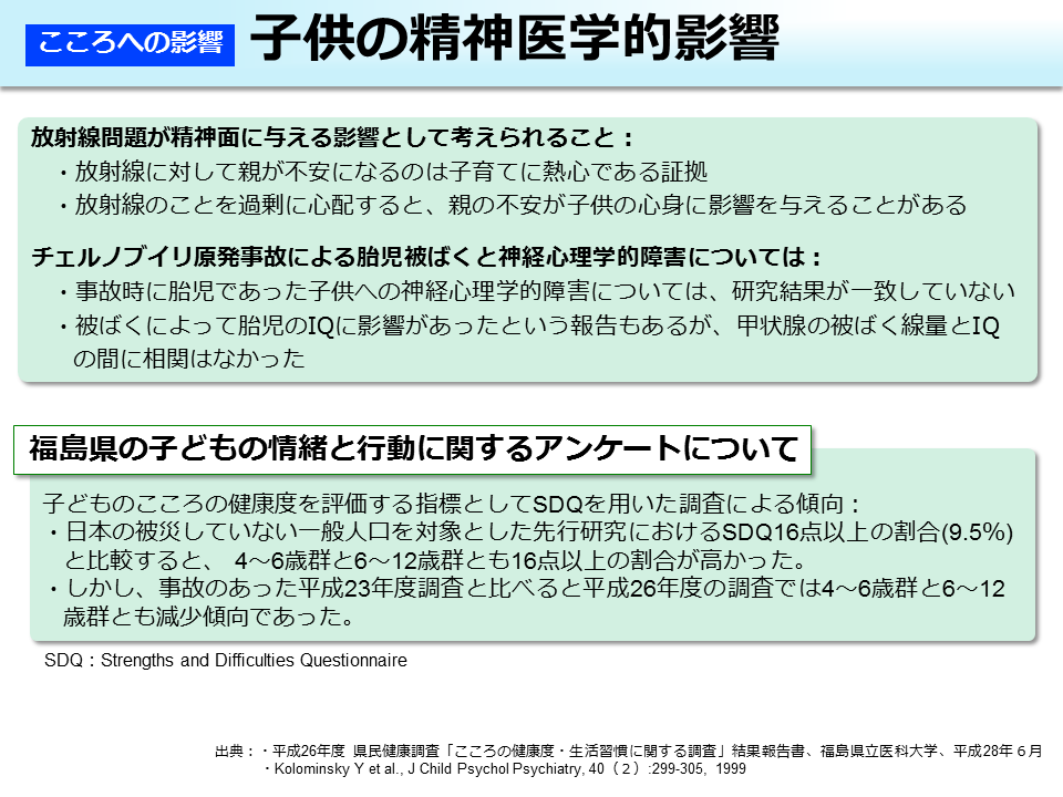 子供の精神医学的影響