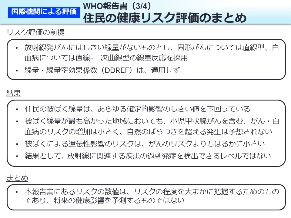 WHO 報告書（3/4）住民の健康リスク評価のまとめ