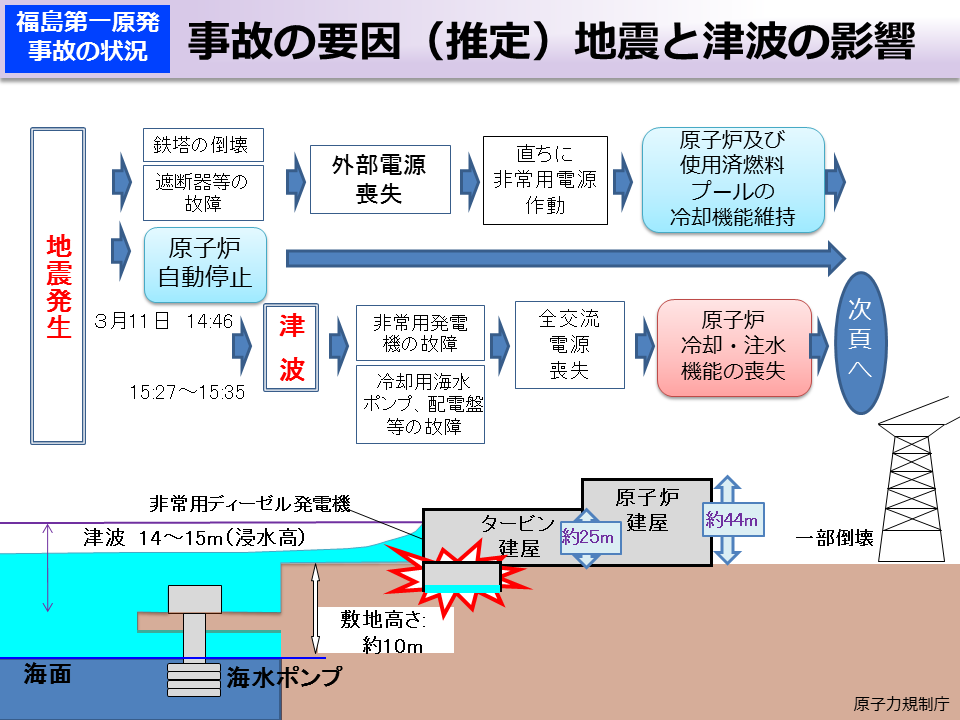 事故の要因（推定）地震と津波の影響