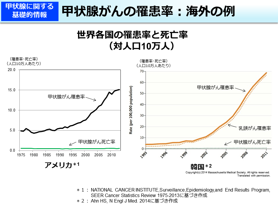 甲状腺がんの罹患率：海外の例