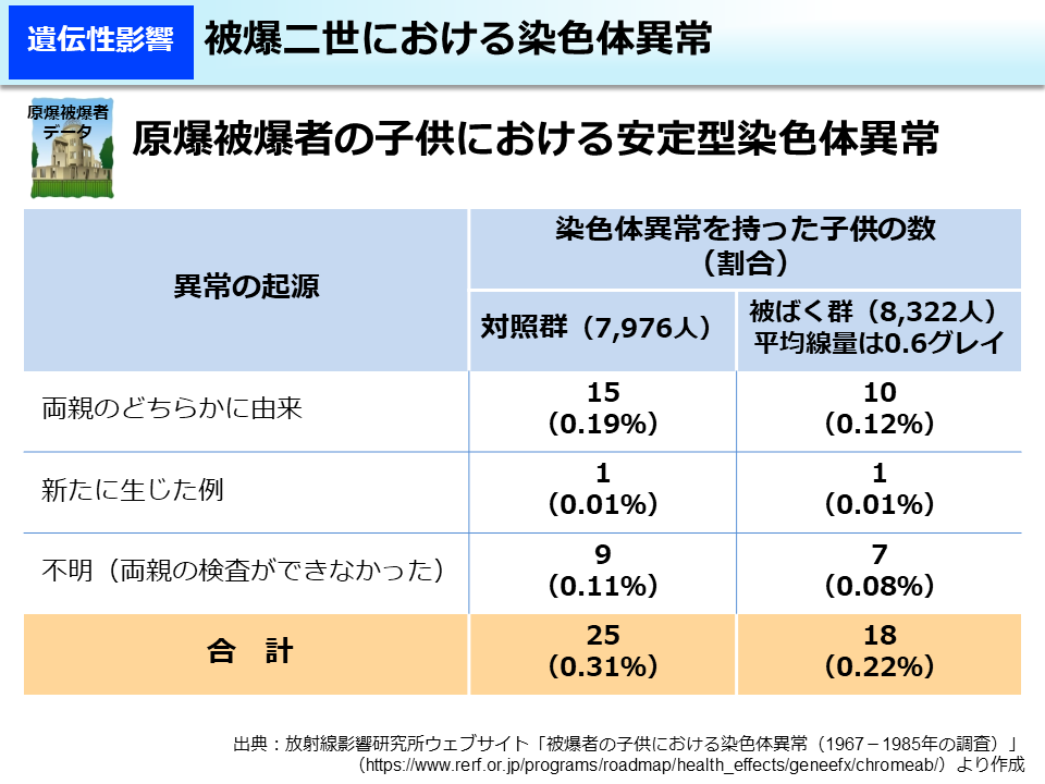 被爆二世における染色体異常