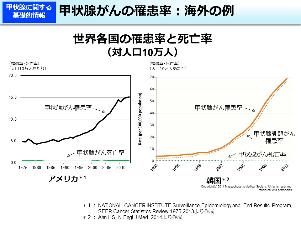 甲状腺がんの罹患率：海外の例