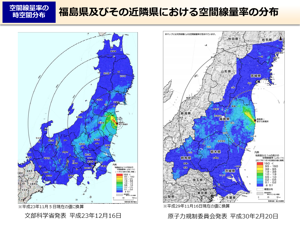 福島県及びその近隣県における空間線量率の分布