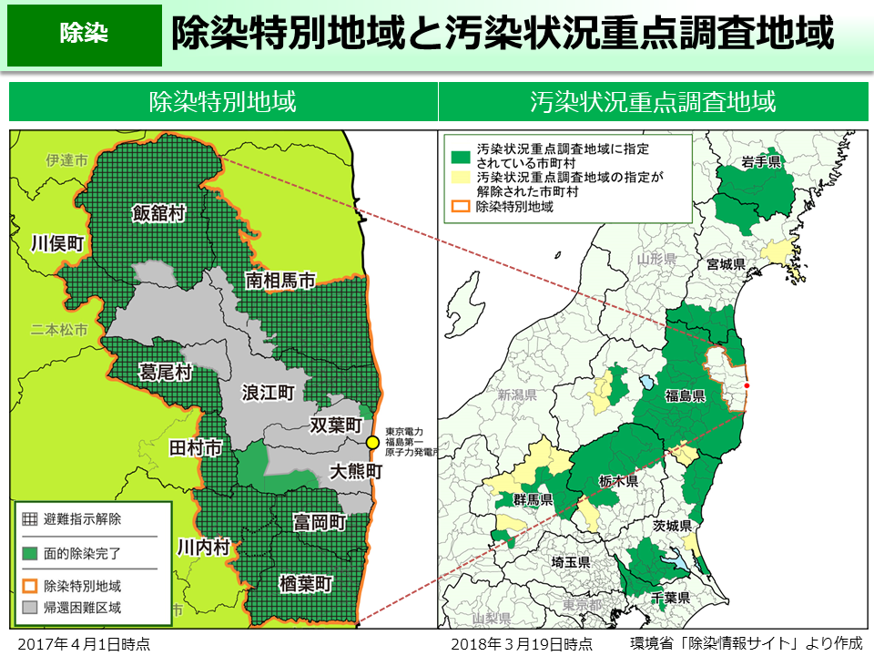 除染特別地域と汚染状況重点調査地域