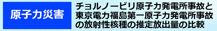 チョルノービリ原子力発電所事故と東京電力福島第一原子力発電所事故の放射性核種の推定放出量の比較