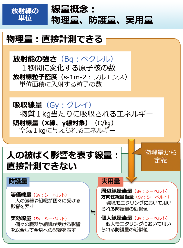 線量概念：物理量、防護量、実用量