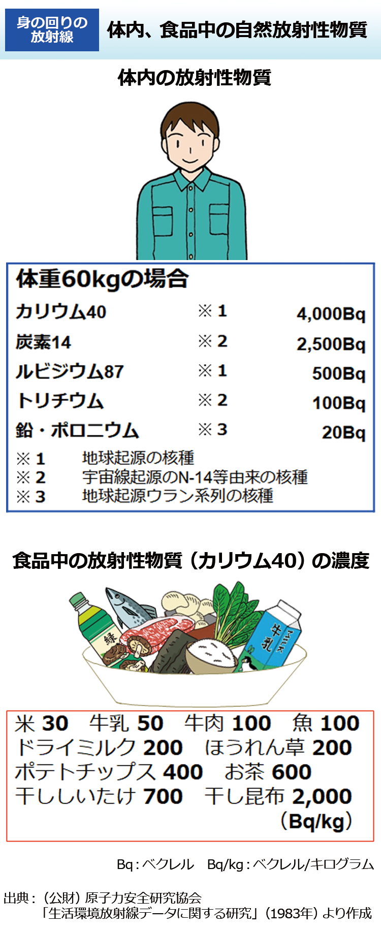 体内、食品中の自然放射性物質