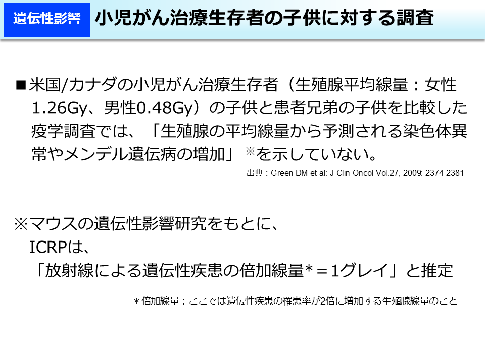 小児がん治療生存者の子供に対する調査