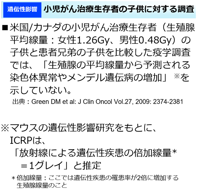 小児がん治療生存者の子供に対する調査