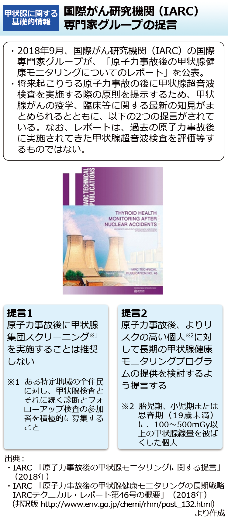 国際がん研究機関（IARC）専門家グループの提言