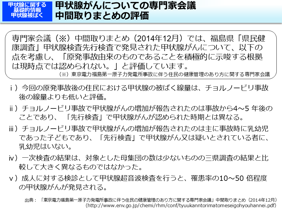 甲状腺がんについての専門家会議中間取りまとめの評価