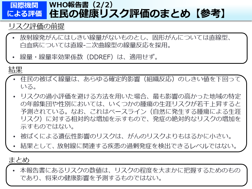 WHO報告書（2/2）住民の健康リスク評価のまとめ【参考】