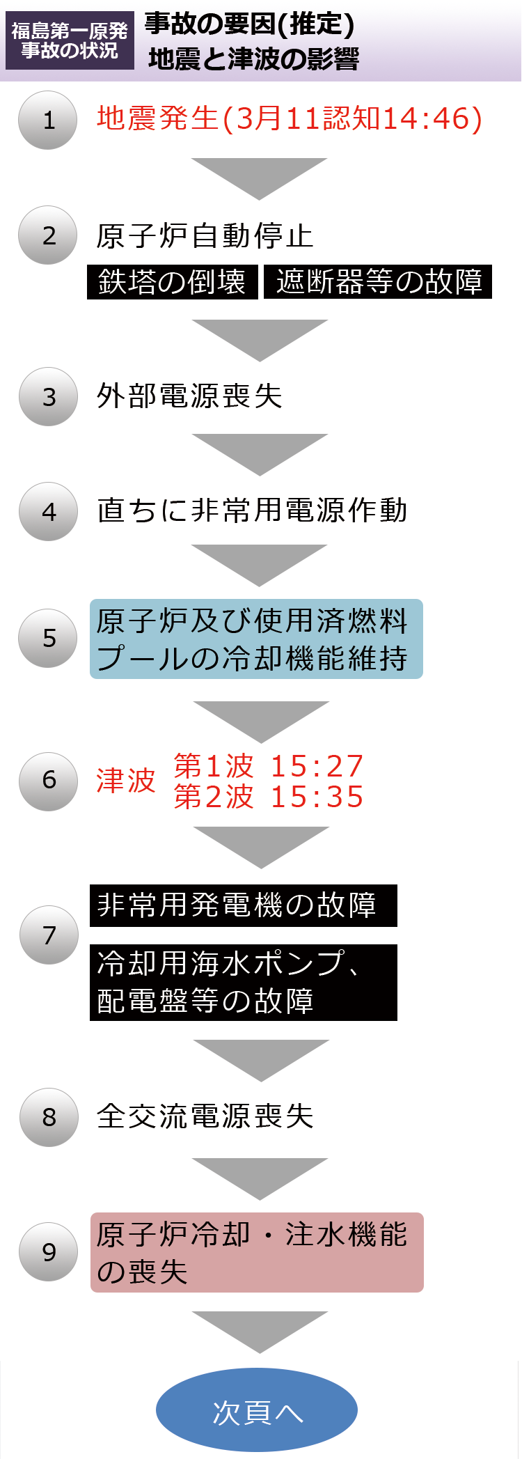 事故の要因（推定）地震と津波の影響